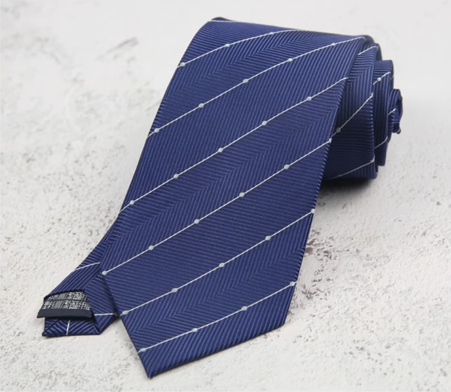 High Quality 100% Silk Stripes and Geometric Patterns 8CM Wide Tie Men's Business Banquet Shirt Accessories Real Silk Choker