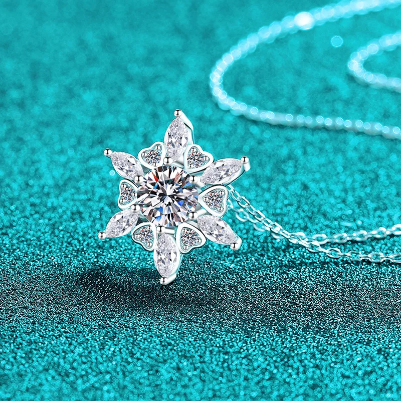 1ct D ColorMoissanite ضياء امرأة قلادة الفضة قلادة للنساء سلاسل حفلة الزفاف غرامة مجوهرات 925 الاسترليني قلادة فضية #4