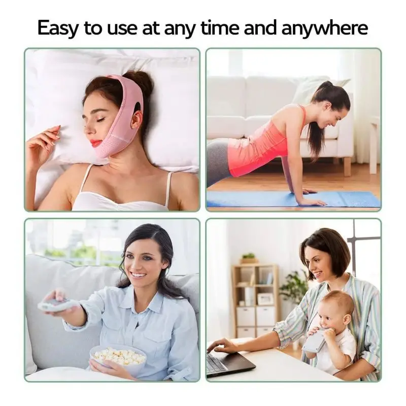 Rosto emagrecimento cinta duplo queixo redutor em forma de v emagrecimento levantamento e aperto queixo duplo rosto moldar cinto rosa 1pcs