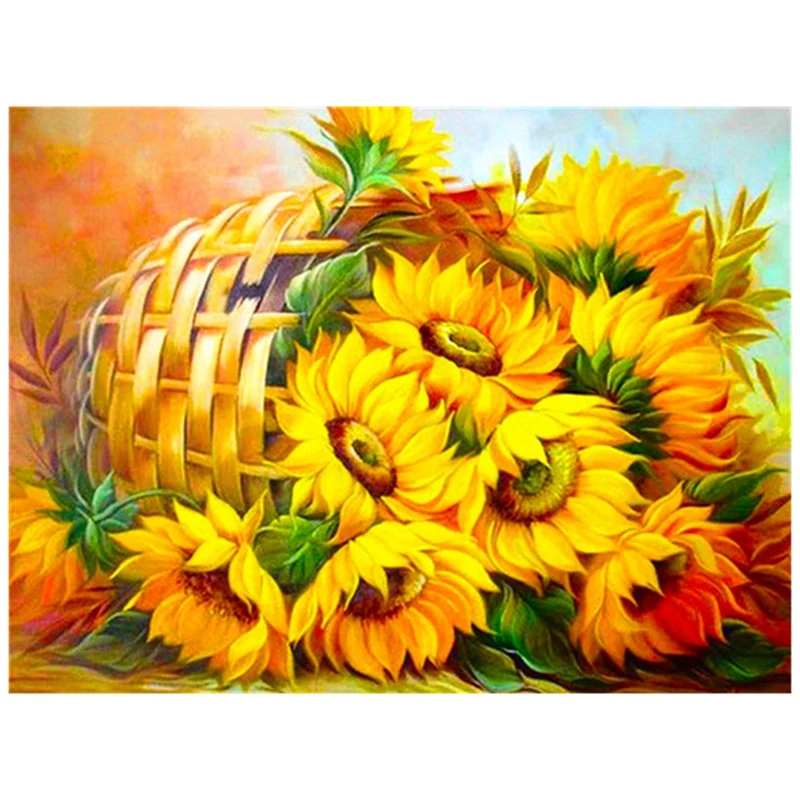 

Diamond Painting Flower Round Diamond Embroidery Sunflower Fall Down Pictures Of Rhinestones Handmade Gift