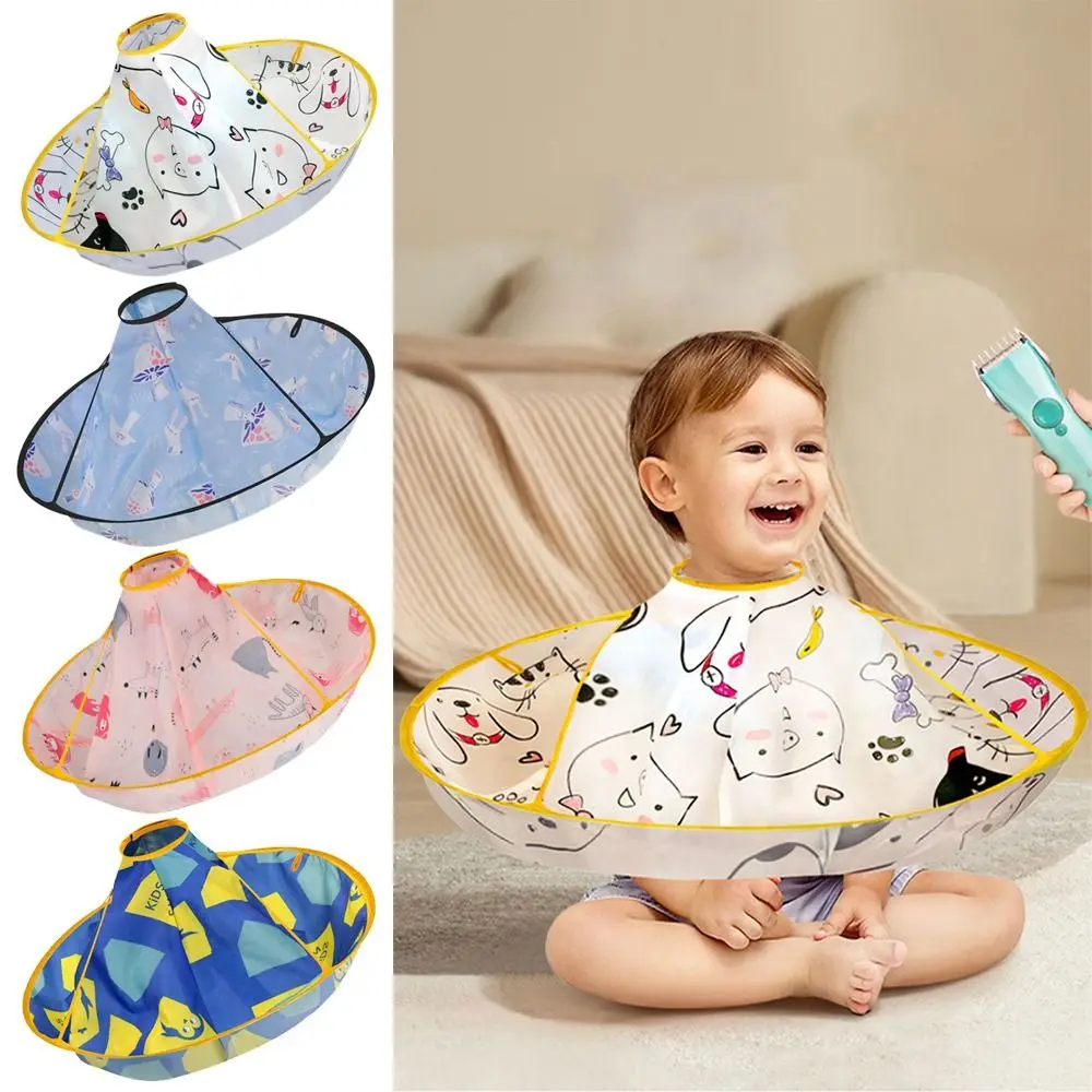 Colorful Kids Hair Cutting Cape Waterproof Cloak Umbrella Hairdresser Apron Reusable Foldable Hair Cutting Gown Home Haircut view 3