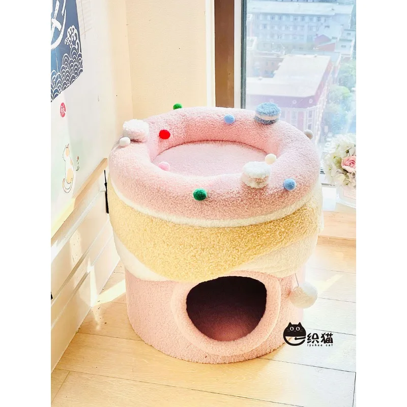 Merrypet ice cream cone sundae cat climbing frame macaroon color ice cream large cat villa climbing frame