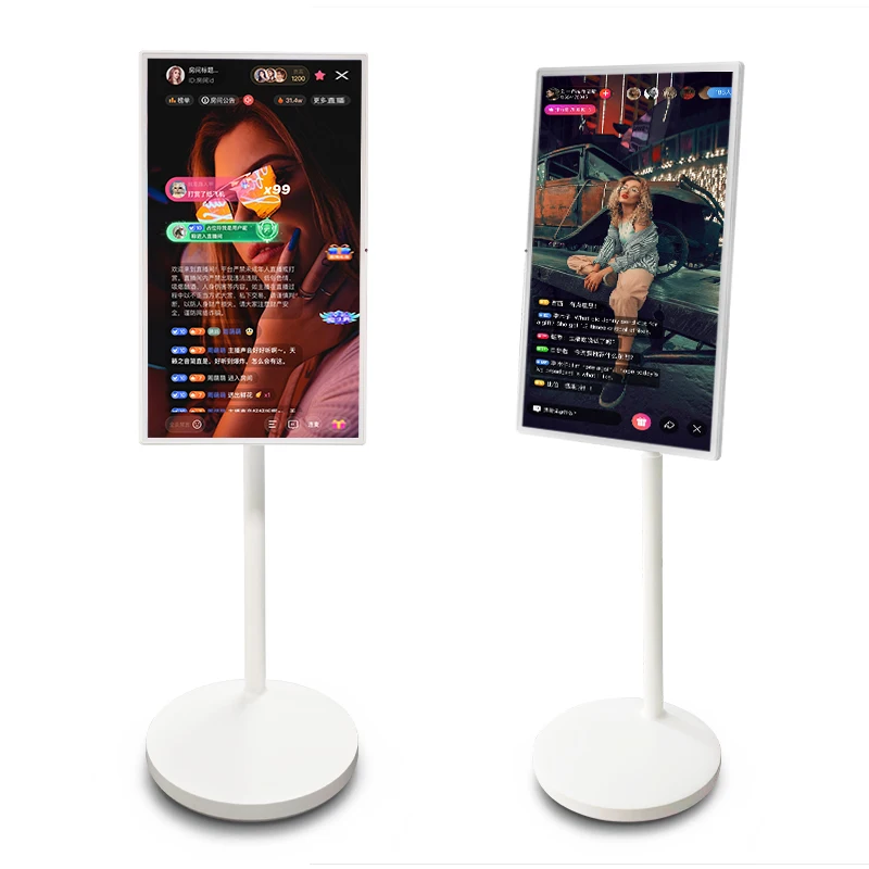 32 Inch Rollable Floor Standing Smart TV Touch Screen Live Streaming Display Built In Projector For Broadcast Content Creation
