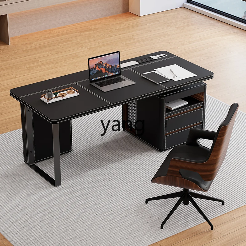 

LMM high-end saddle leather corner desk office combination simple computer desk
