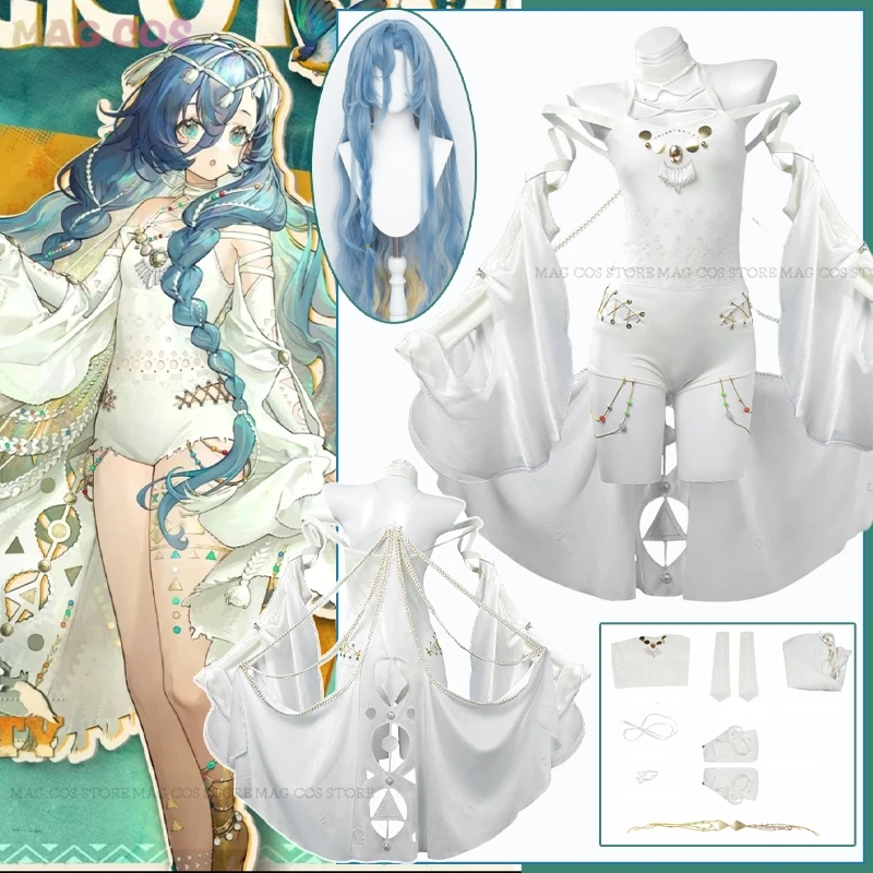 Game Reverse:1999 Cosplay Thirty-Seven Costume New Skin Down In The Grotto Wig White Jumpsuit Lolita For Girl Halloween Roleplay