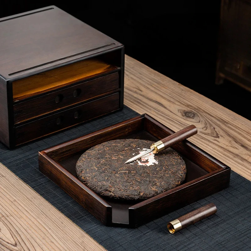 Bamboo Pu'er Tea Storage Boxes  MultiLayer Separator Cut Tea Tray with Kung Fu Tea Set Ceremony Accessories Food Storage Drawer