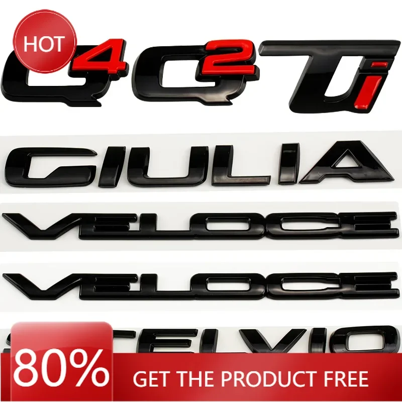 Hub Caps ABS Car Body Sticker Letters Badge Styling For Alfa Romeo STELVIO VELOCE GIULIA Q2 Q4 Ti Logo 2025 Auto Side Emblem Acc