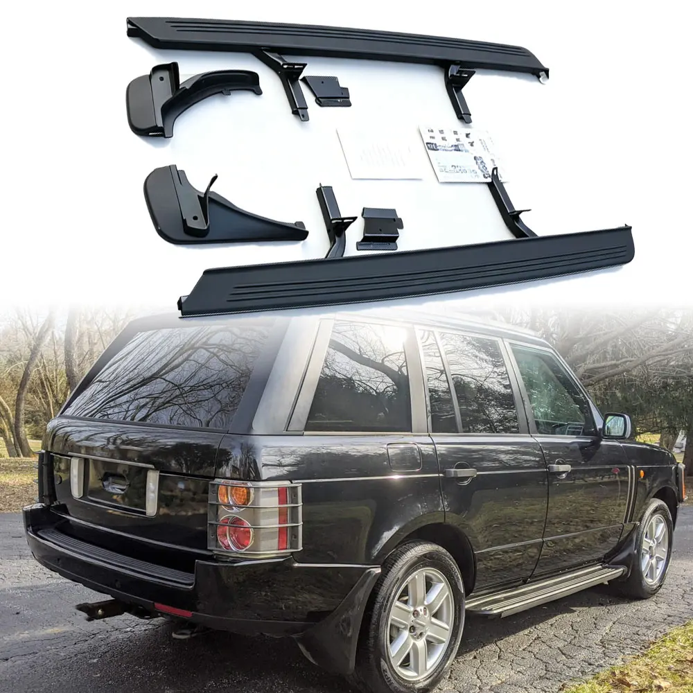 2PCS Aluminum Fixed Side Steps Fit for Land Rover Range Rover L322 2003-12 Running Boards Nerf Bars Rails Stepping Plates Pedals