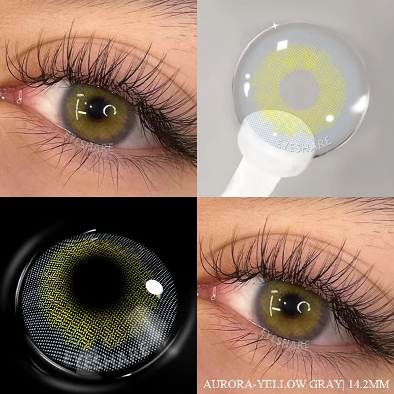 AMARA 1pair Colored Contact Lenses Natural Eye Lens Blue Eye Lenses Brown Lenses Gray Pupils Yearly Cosmetic Green Contacts