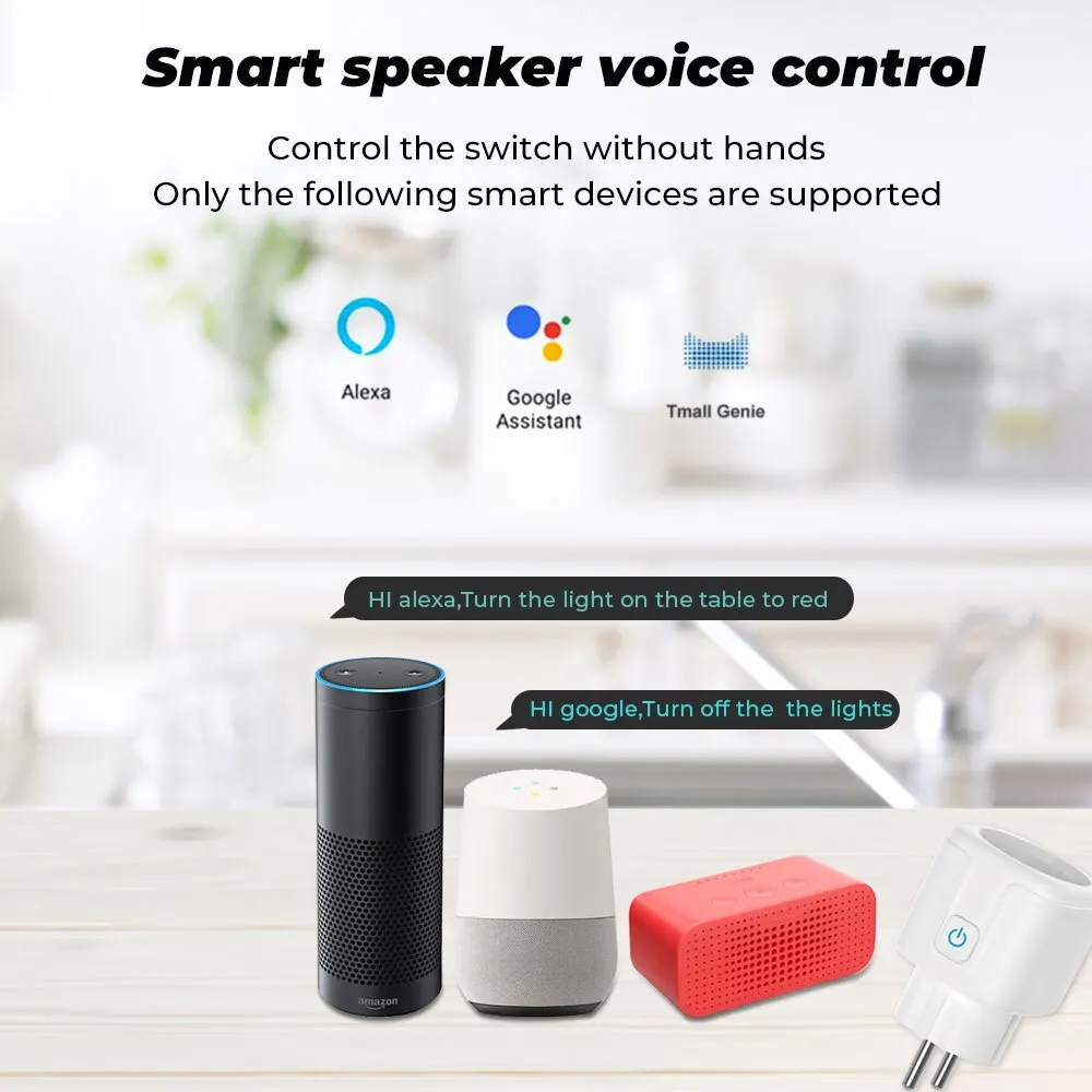 Presa WiFi Smart Plug EU 16A/20A con funzione di monitoraggio dell\'alimentazione funziona con Alexa, Google Home, Alice, SmartThimg