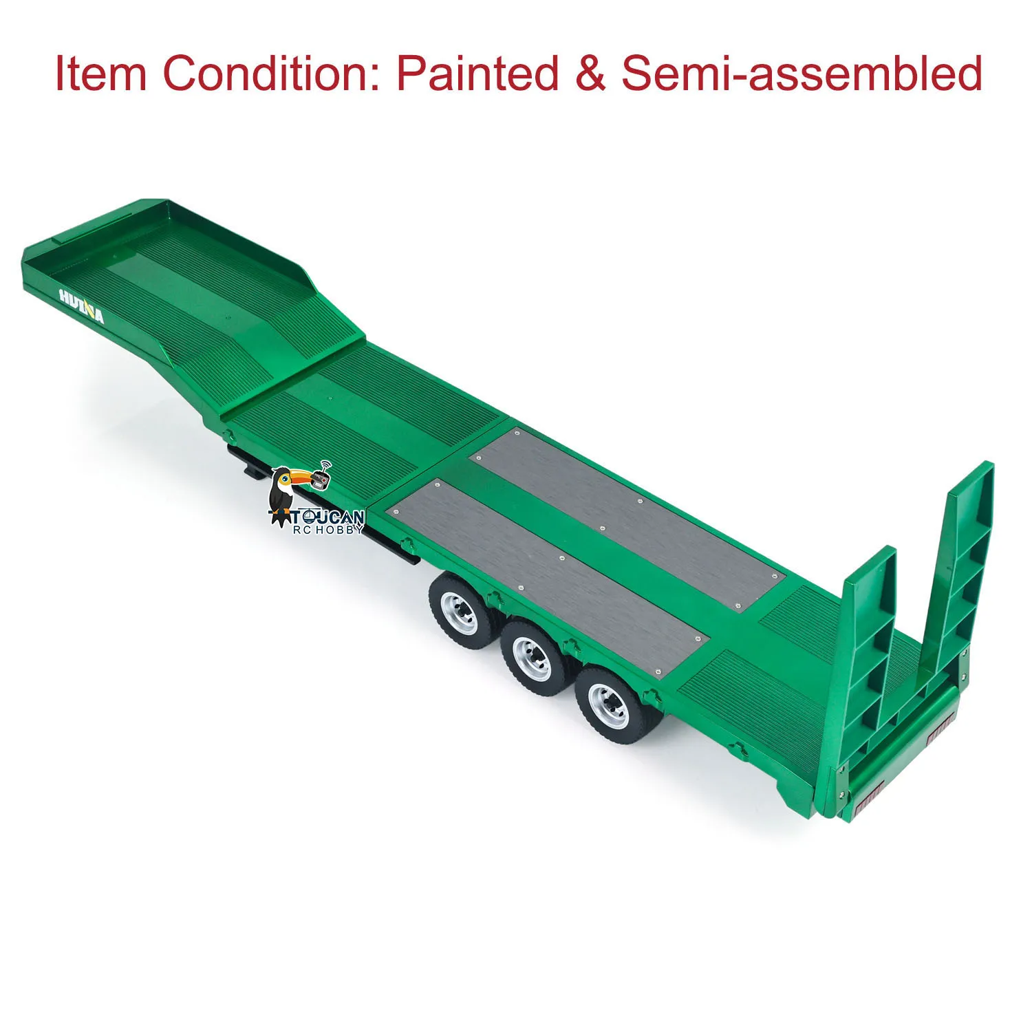 

HUINA 1/18 Plastic Flatbed Semi Trailer 1502 for Radio Controlled Tractor Truck 1501 Electric Support Legs Battery No Light