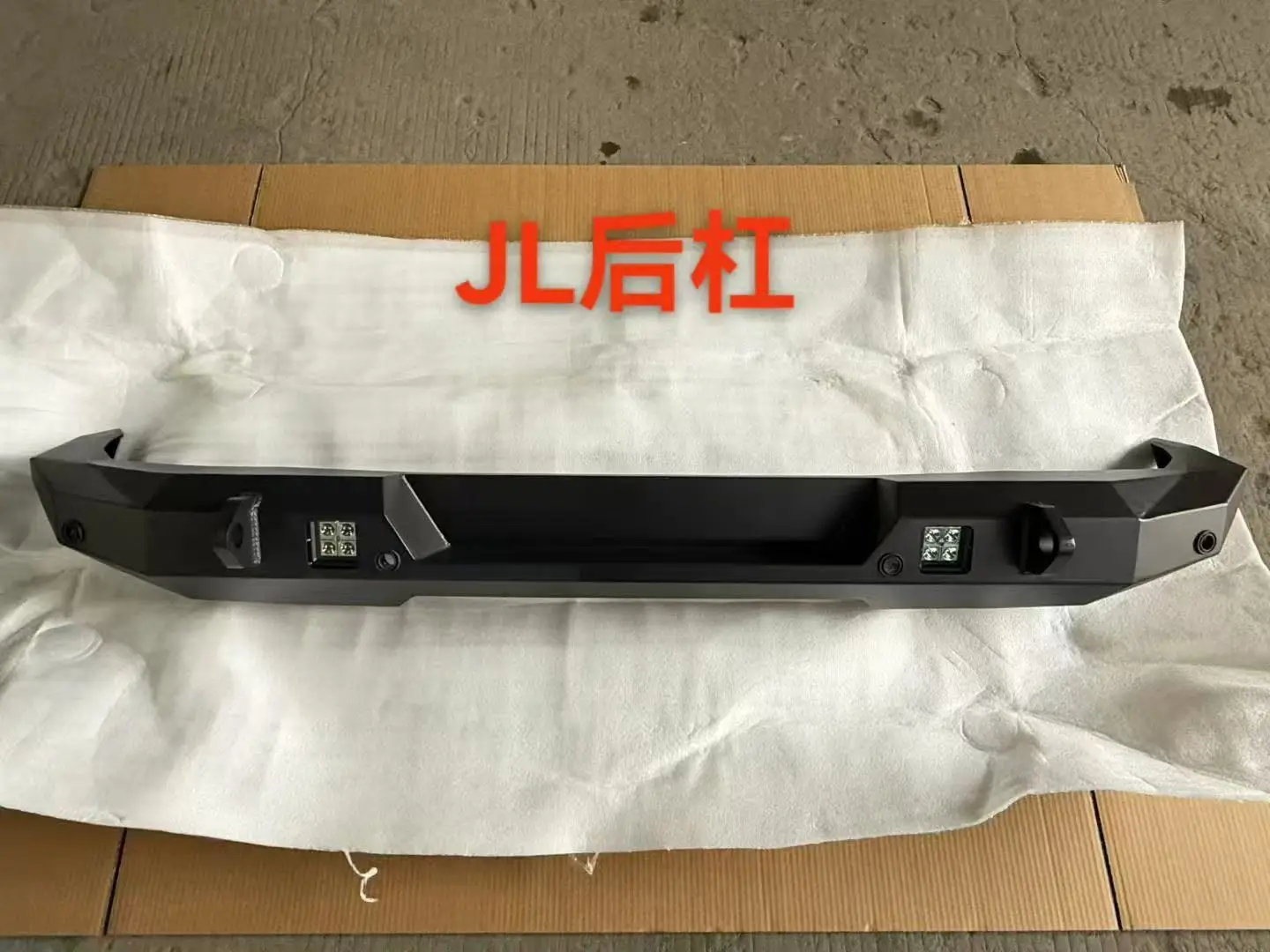 JL 1349 Lantsun Fit Jeep for Wrangler JL 2018 and up Rear Bumper 1st Gen Storm Style With 2 Lights Aftermarket Non OEM