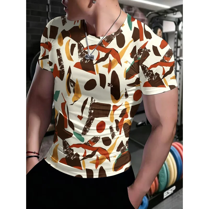 Men's High-Elasticity Fitness Short Sleeve ShirtTTight-fitting quick-dry sports top casual fitness sportswear