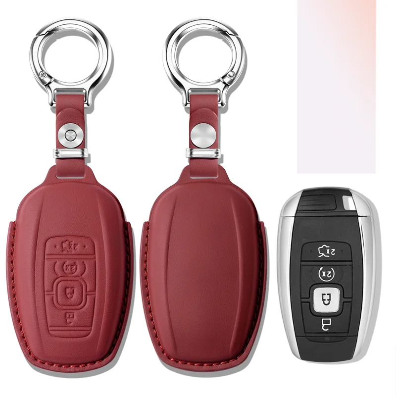 For Lincoln Key Cover Genuine Leather Z Adventurer Navigator Aviator Car Key Chain Case