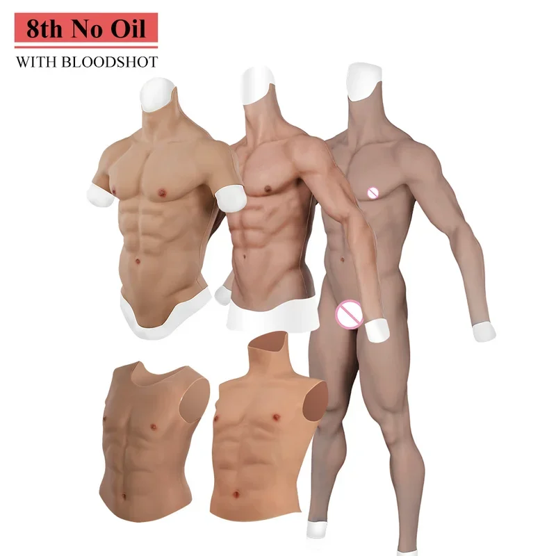 

Crossdressing Men Fake Muscle Suit Full Bodysuit Fake Man Muscles Silicone Fake Chest Cosplay Costumes Silicone Prostheses Pants