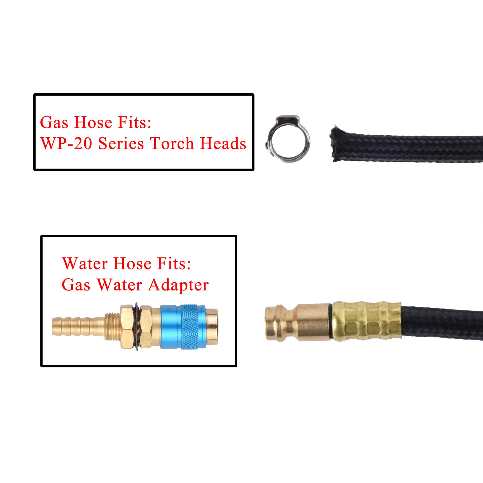 3.8m(12.5ft)/7.6m(25ft) TIG Torch Argon-Cooled Hose for WP 20 Series Quick Connector