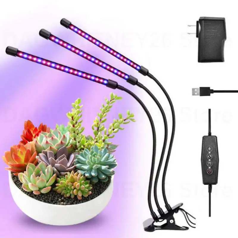 3-HEAD Timing USB LED Plant Grow Light growing Adjustable Phyto Lamp Controller for Indooor Flower room green house U26