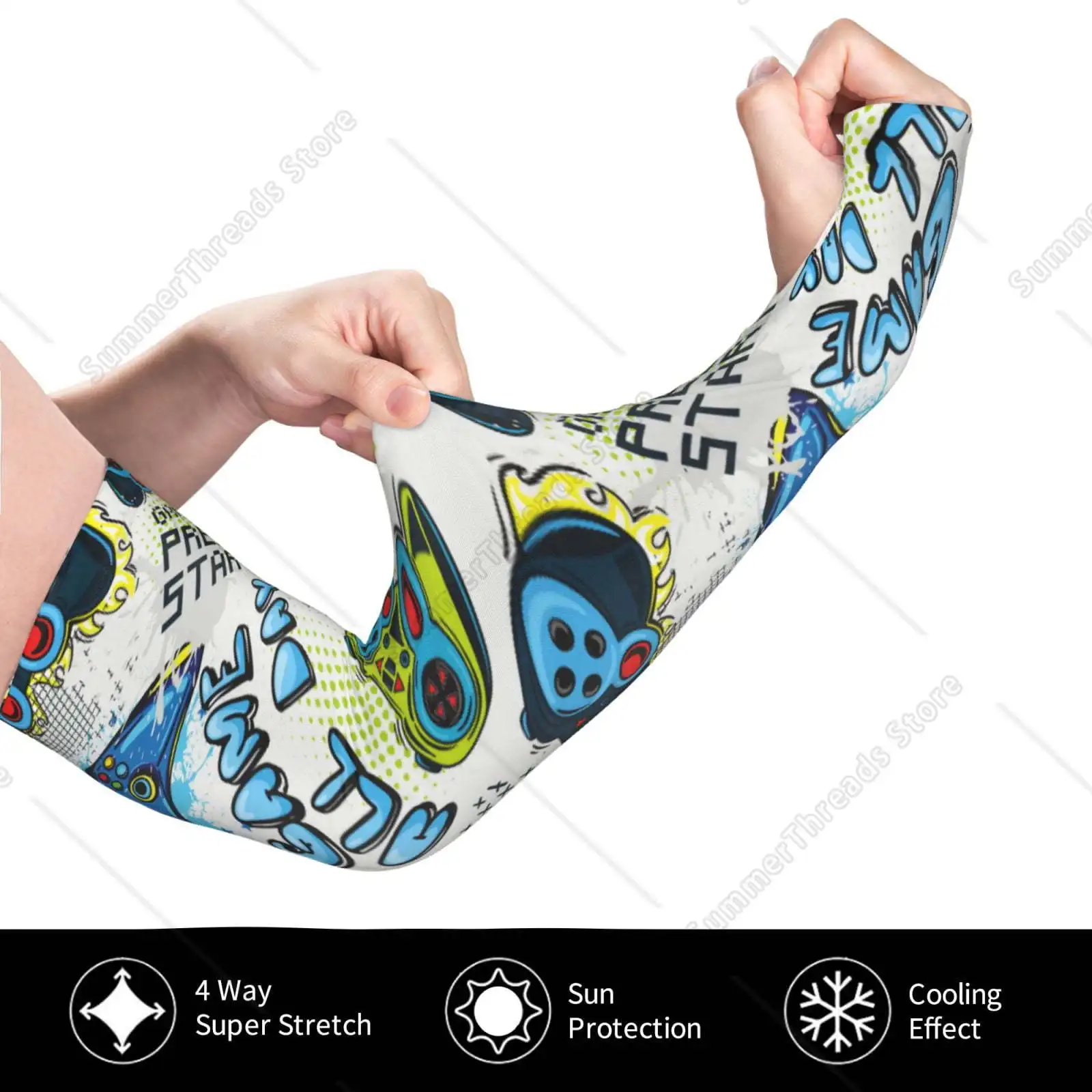 เกมทุกวันผู้ใหญ่ผ้าไหมน้ําแข็งครีมกันแดดแขนพร้อม Thumbhole,Cooling Compression Arm Cover สําหรับตกปลา