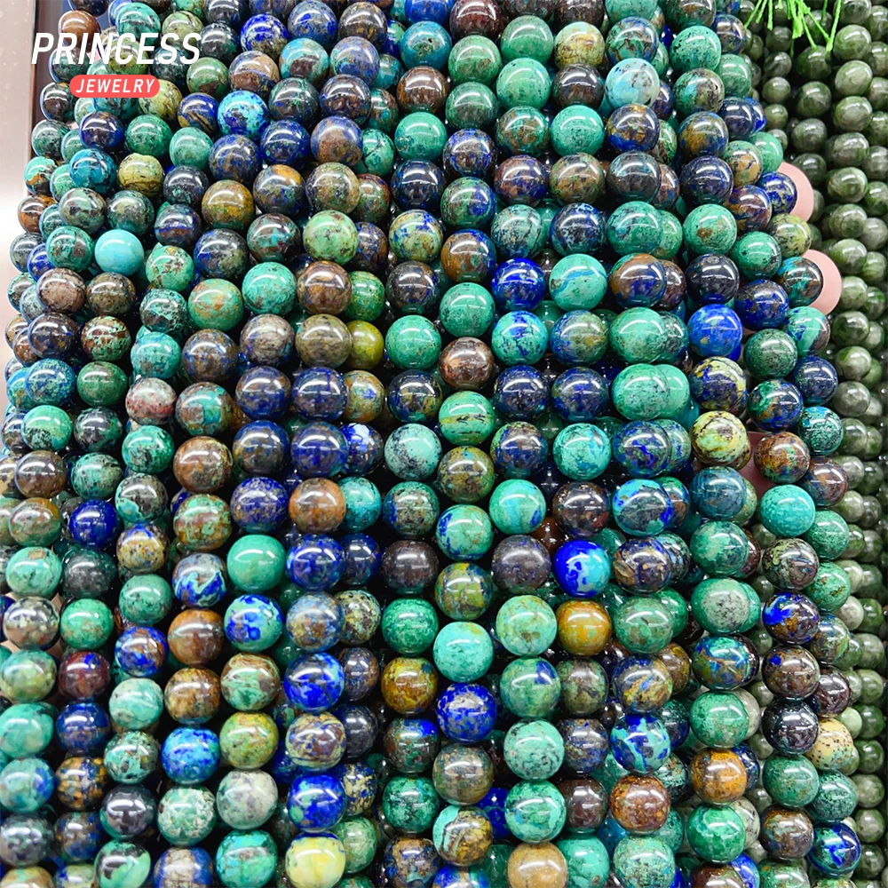 

A+++ Natural Azurite Chrysocolla Loose Beads for Jewelry Making Bracelet Necklace Wholelsale Stone Bead DIY Accessorie 6 8 10mm