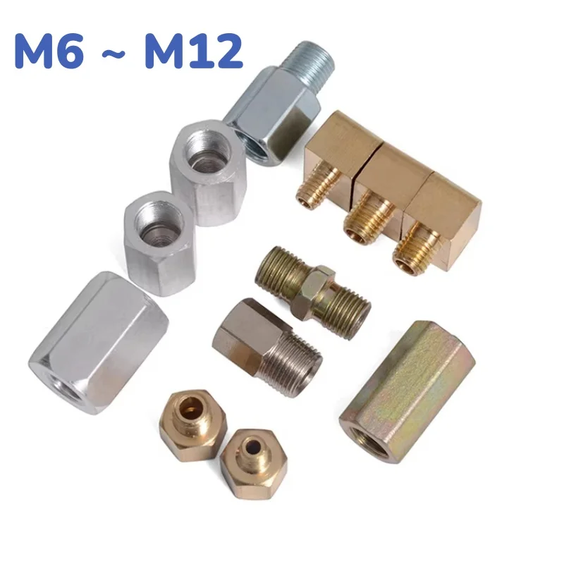 90 Degree Block Butter mouth adapter Brass Pipe Fitting Connector for Compression Fitting M6 ~ M12 Butter Nozzle Adapter