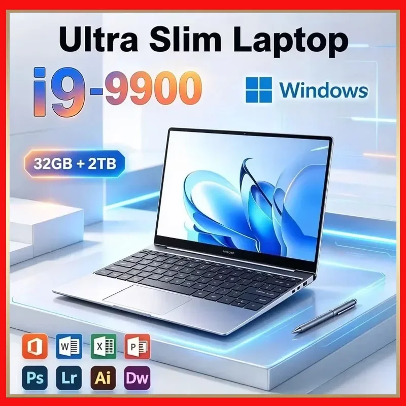 New 14.1' Laptop Intel Core I9-9900 16GB 32GB 2TB Gaming PC Ultra Slim Office Study Computer PC Windows 11 Pro 1920*1080 HD