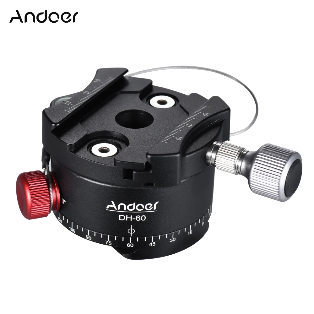 Andoer DH-60 Panoramic Ball Head Indexing Rotator HDR Tripod Head CNC Aluminum Alloy Max. Load 33Lbs for Canon Nikon DSLR Camera