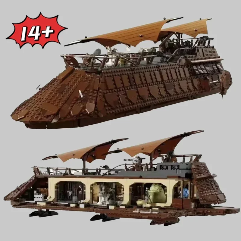 3942 piezas Star Interstellar Conflict Jabba Sail Barge 75397, modelo de velero clásico coleccionable, juego de bloques de construcción, regalos de cumpleaños