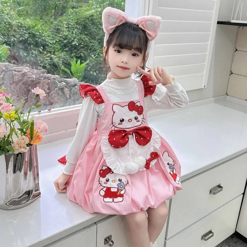 

Sanrio Hello Kitty Princess Dress Cartoon Anime Girls Bow Cute Lolita Kids Skirt Festival Cosplay Costume Birthday Gift Party