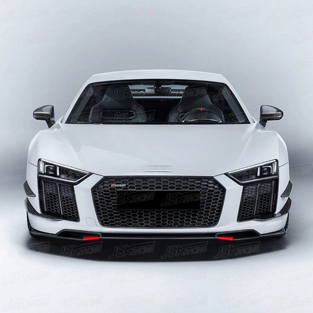 P Style Carbon Fiber Front Bumper Canards For Audi R8 V8 V10 2016-2019