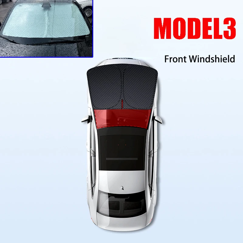 Upgrade Privacy Zonnescherm voor Tesla Nieuw Model 3 Y 2025 2024 Voorzijde Raam Zonneschermen Voorruit Blind Shading Outdoor Camping