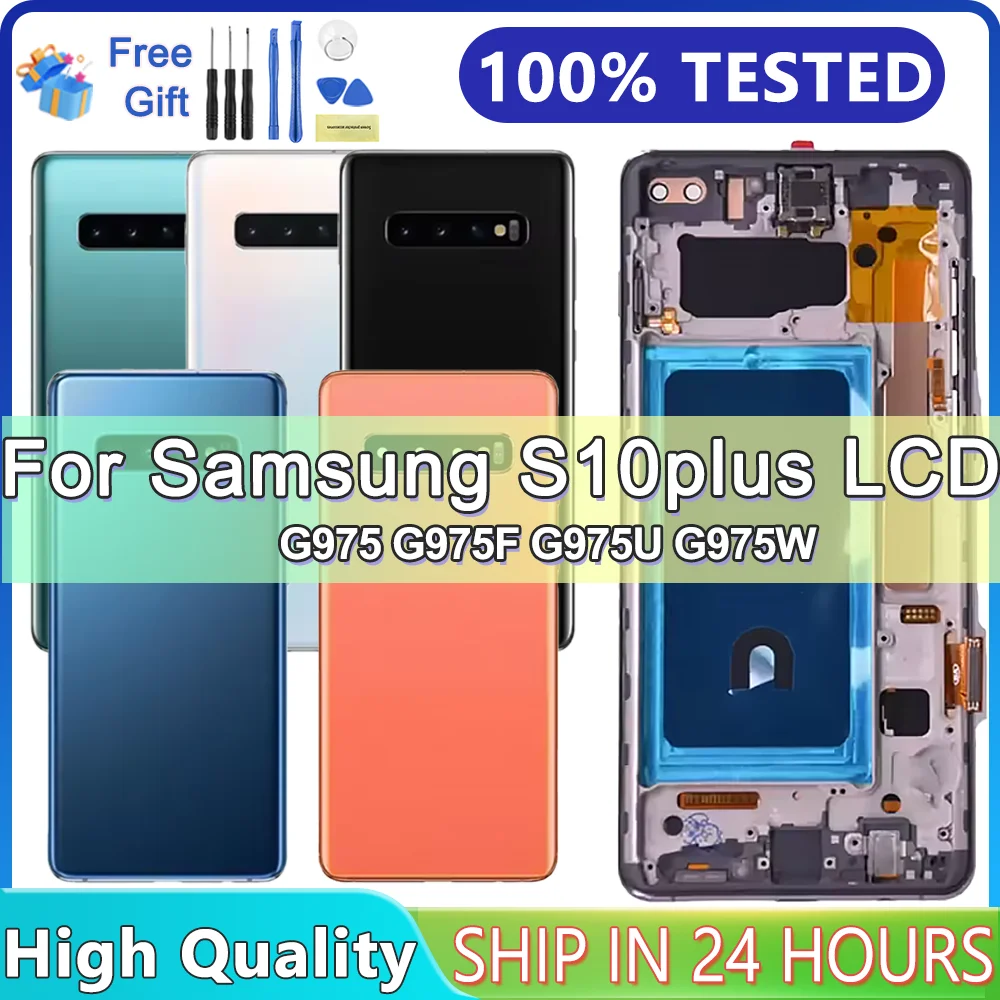 Getest 6.4 \'\'LCD Voor SAMSUNG S10 Plus S10 + G975 G975F Display Touch Screen Digitizer Vergadering Vervanging