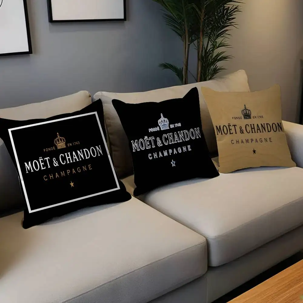 C-Champagne M-Moet c-chandon funda de almohada decorativa estética para habitación decoración del hogar dormitorio sofá cama funda de almohada 45x45