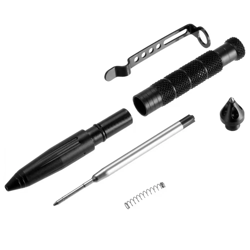 Metal Caneta Esferográfica Conjunto de Recargas, Tactical Roller Ball Pen, Assinatura Papelaria, Escritório e Material Escolar, Escrita Presente, 1 + 5 Pcs por Conjunto