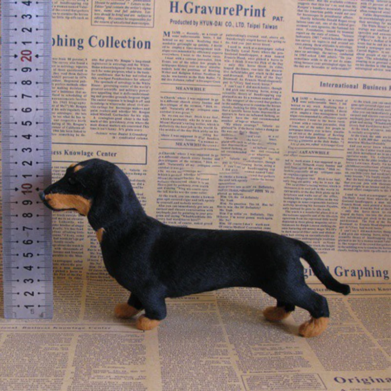 1 unidad de perro salchicha realista, modelo Animal de simulación, perro salchicha, adorno de peluche esponjoso, decoración del hogar, juguete para niños, regalo de cumpleaños
