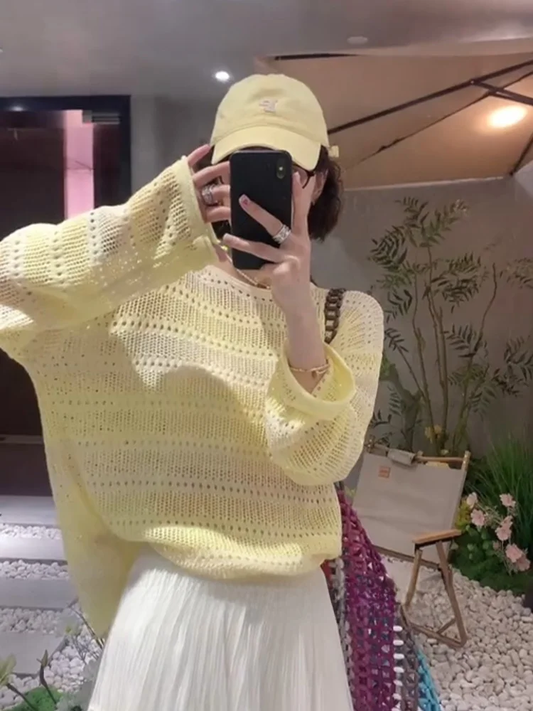 Женская трикотажная одежда свободного кроя Design Sensation Long Sve, модная летняя защита от солнца, повседневная одежда