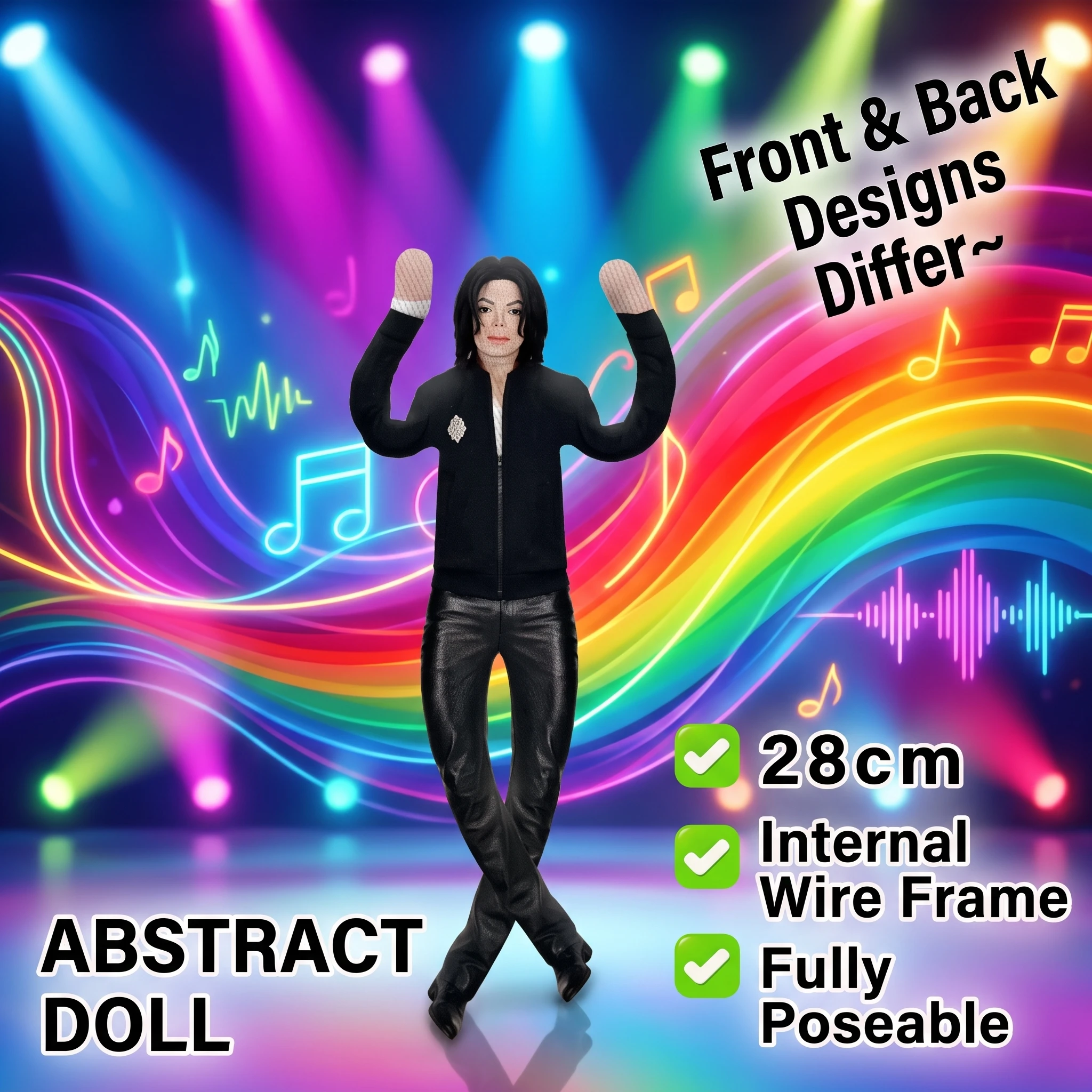 Michael Jackson Plush Doll Cosplay Collectible Figure Movable Joint Stuffed Toy Abstract Room Decor Ideal Souvenir Gift for Fans view 5