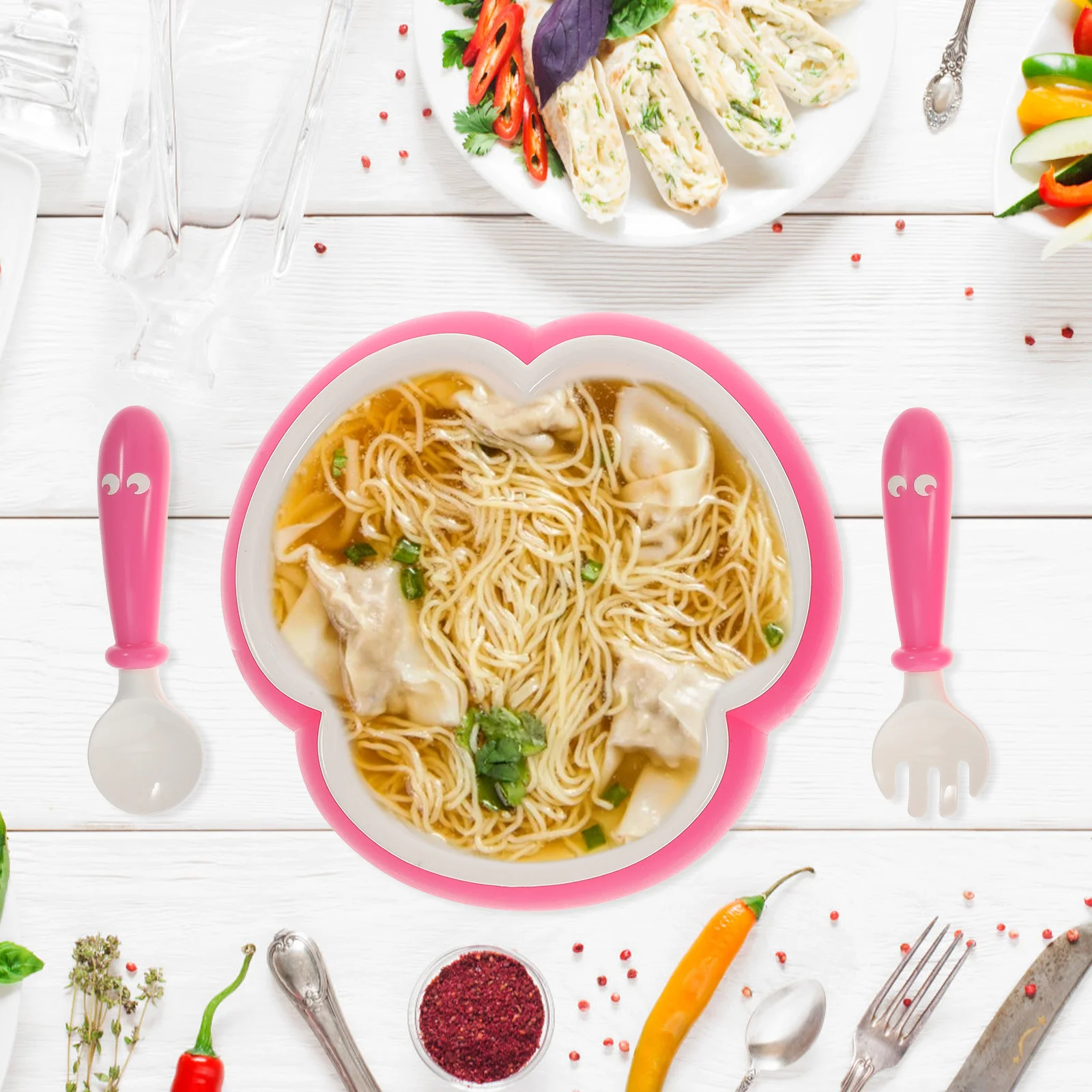 

1Set Silicone Baby Tableware Set Suction Cup Bowl Spoon Fork for Infant Toddler Feeding Training Easy Clean Portable Safe Bpa