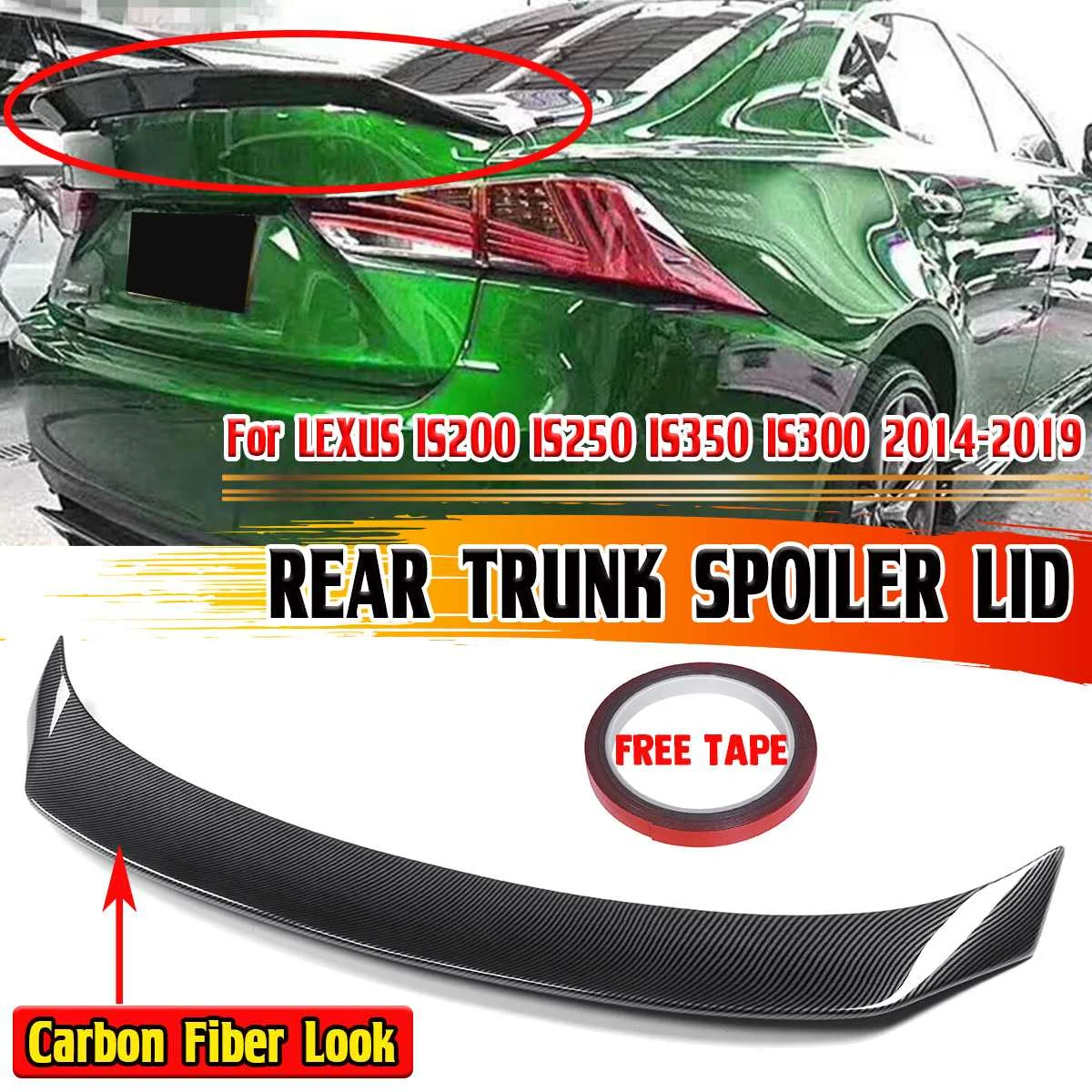 

New IS200 AR Style Car Rear Trunk Spoiler Lip Boot Wing Lip For LEXUS IS200 IS250 IS350 IS300 2014-2019 Rear Roof Lip Spoiler