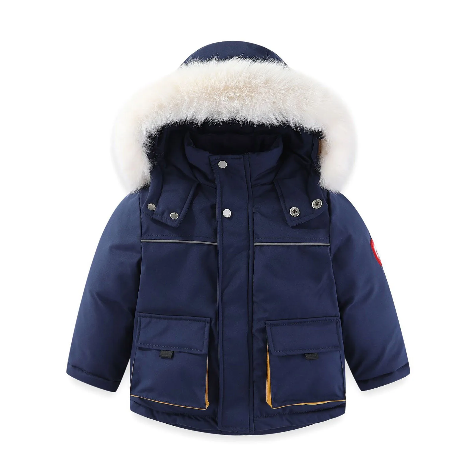 Warm Waterproof Winter Kids Ski Jackets Baby and Girls Boys Fur Hood Fleece Lined Quilted Puff Coats Child Parka 1-6Years ﻿