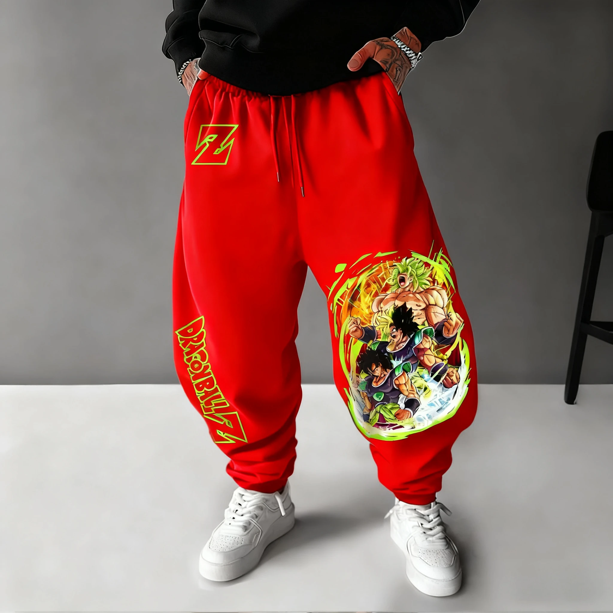 Dragon Ball Heren Joggingbroek 2023 Herfst/Winter Nieuwe Stijl Broly Anime Samenwerking Amerikaanse Hip Hop Losse Casual taps toelopende broek