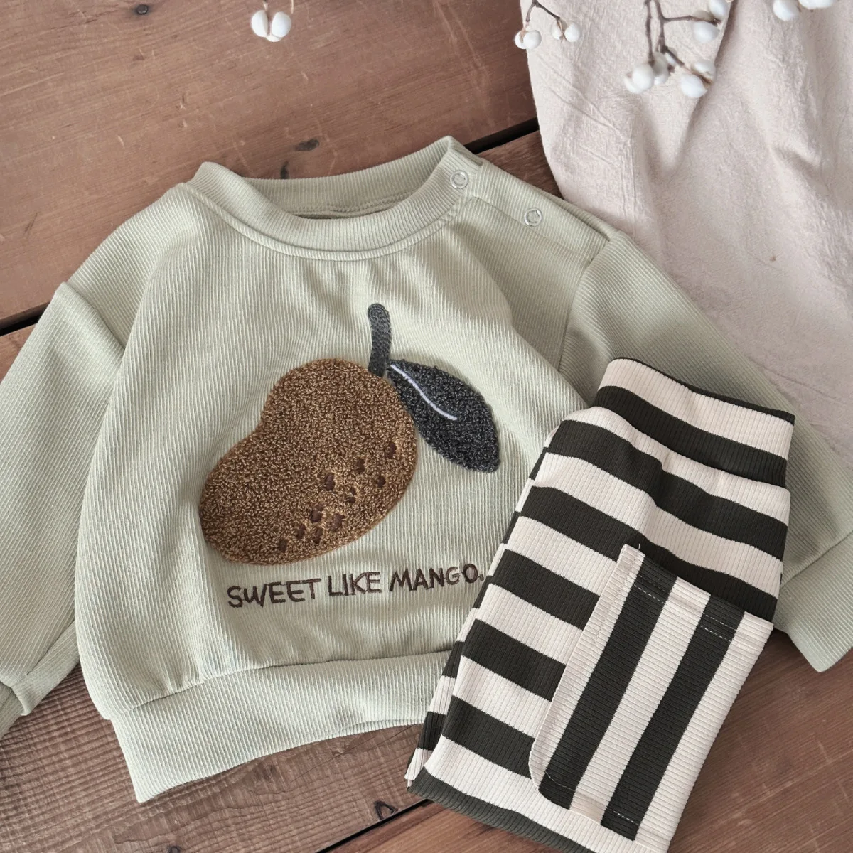 2025 ربيع الرضع الزي طفل صبي الملابس مجموعة لطيف المانجو دعوى الاطفال فتاة الزي الخريف طويلة الأكمام البلوز 2 قطعة بلوزات + السراويل #4