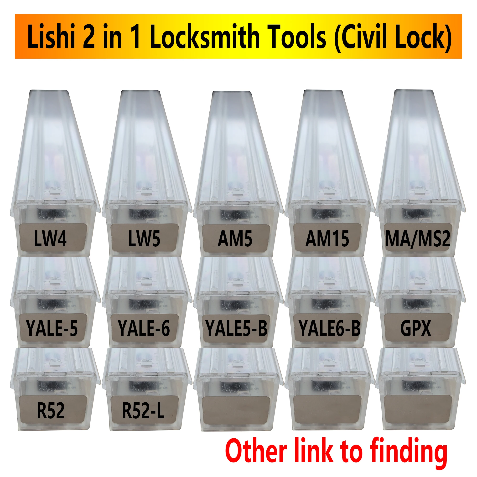 

Lishi 2 in 1 Tools LW4 LW5 AM5 AM15 MA/MS2 YALE-5 YALE-6 YALE5-B YALE6-B GPX R52 R52-L for Civil Lock Locksmith Tools