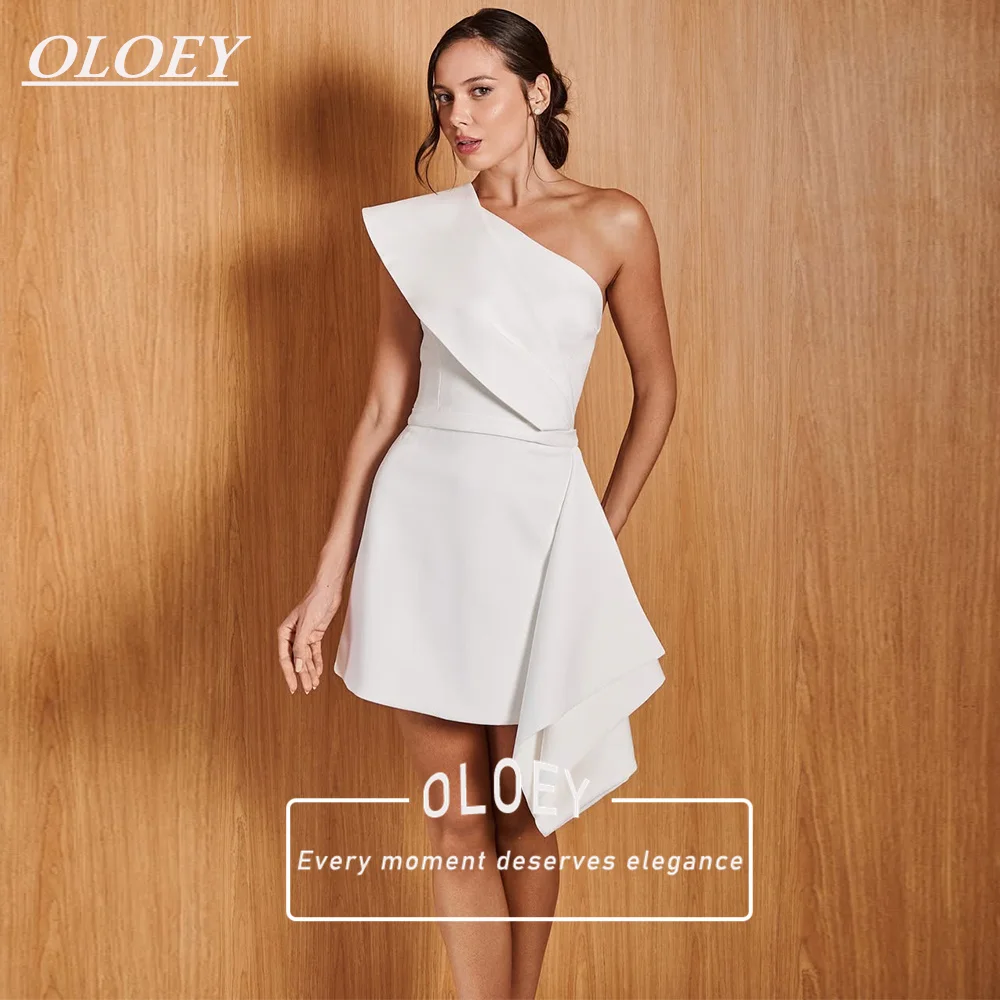 OLOEY Simple Short Wedding Dress One Shoulder Mini A-Line Bridal Gown Customized Sleeveless 2026 Vestidos De Novia