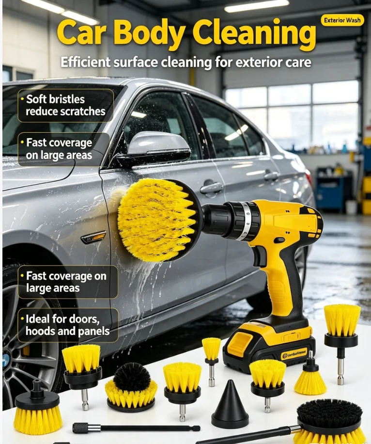 5/7pcs Electric Brush Attachment Set Power Drill Scrub Brush Wash Clean Tool With For Cleaning Car Washing Grout Carpet Floor