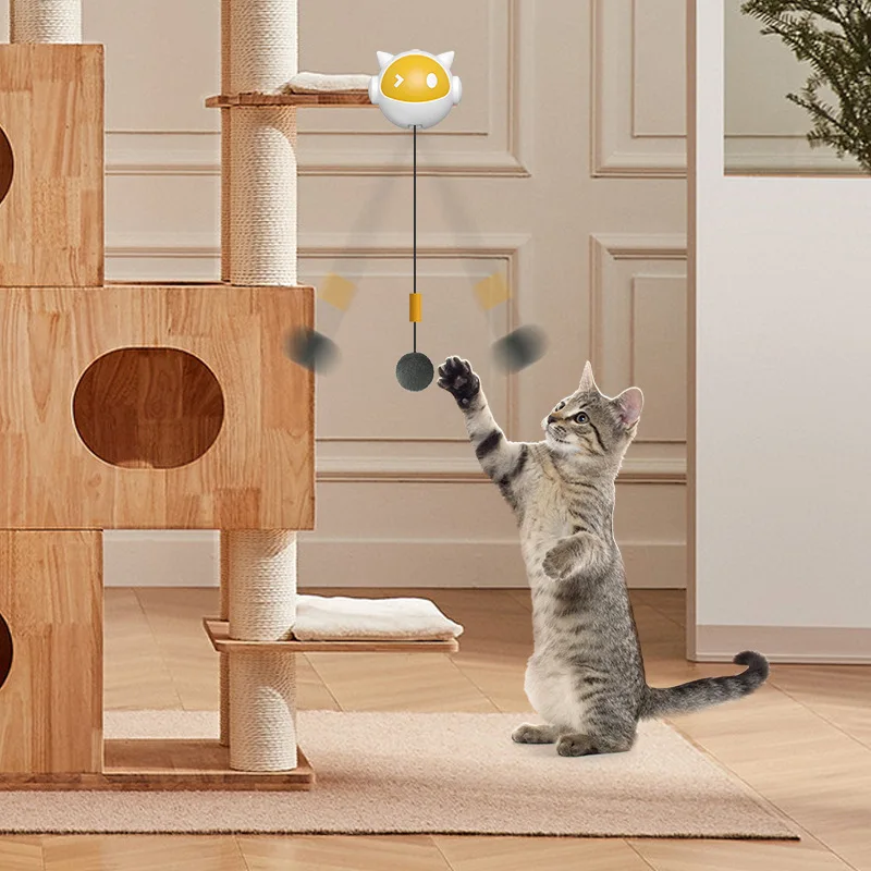 OUZEY Electric Retractable Cat Toy Stick Interactive Automatic Cat Kitten Teasing Toy Bite Resistant Indoor Playing Cat Supplies