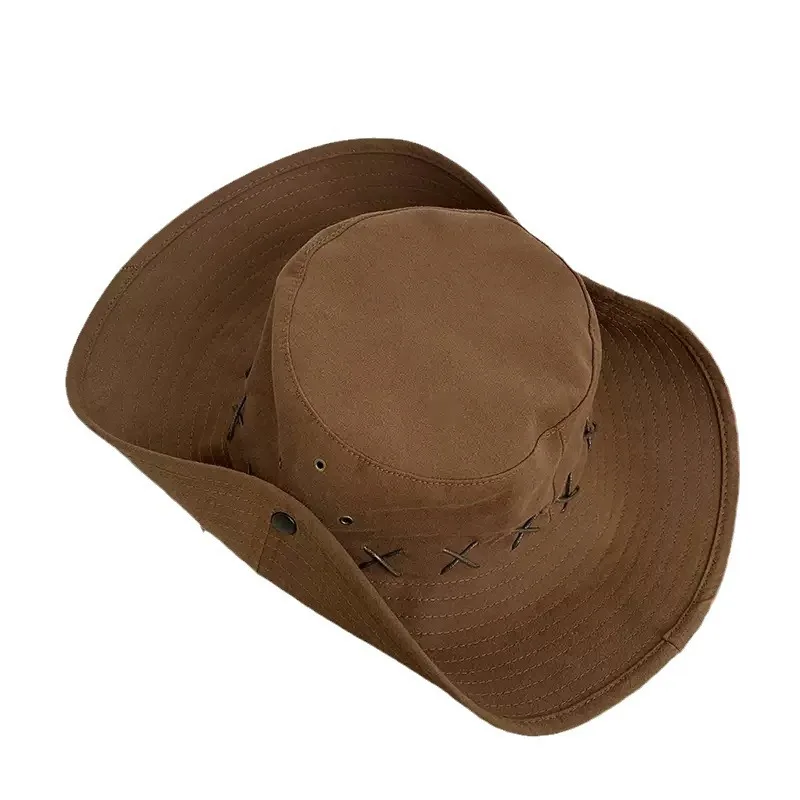 Woman Western Cowboy Hats Summertime Large Brim Bivouac Mountaineering Hats Jungle Adventure Sun Protection Fisherman's Hat