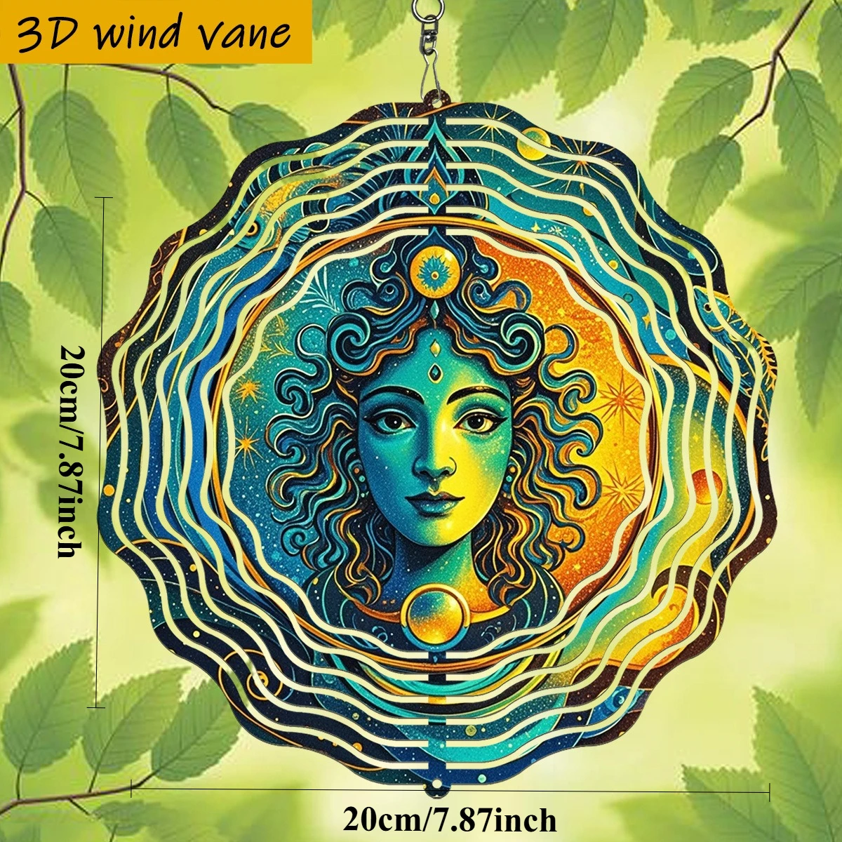 3D 1pc, a Dazzling and Dreamy Cosmic Pattern Blending Natural Elements.  with Swivel Hook, 360° DIY Creative Wind Spinner.