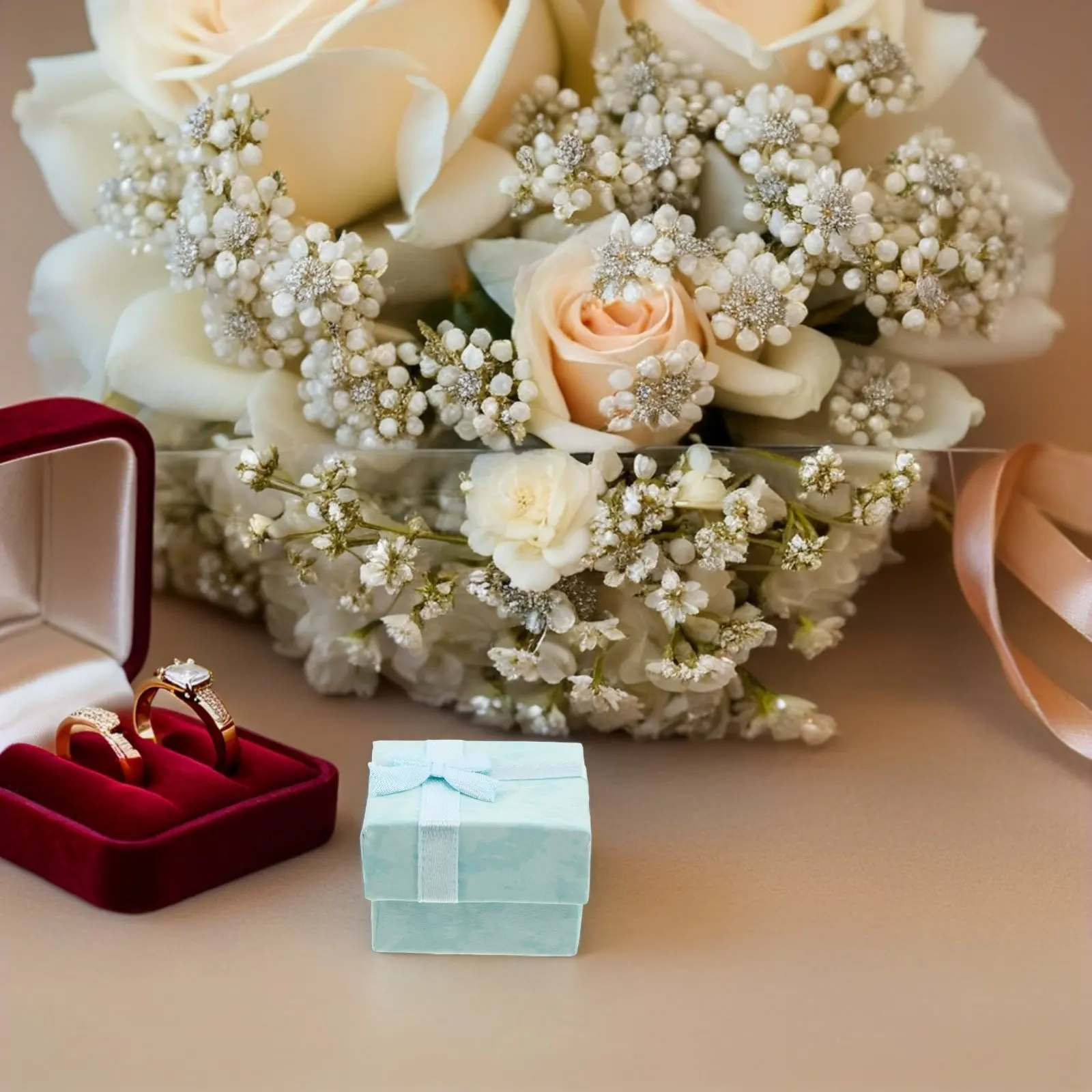 

25Pcs Jewelry Storage Boxes Ribbon Knot Mini Earring Present Box Soft Padding Paper Rings Packing Case Romantic Gift Sky-Blue