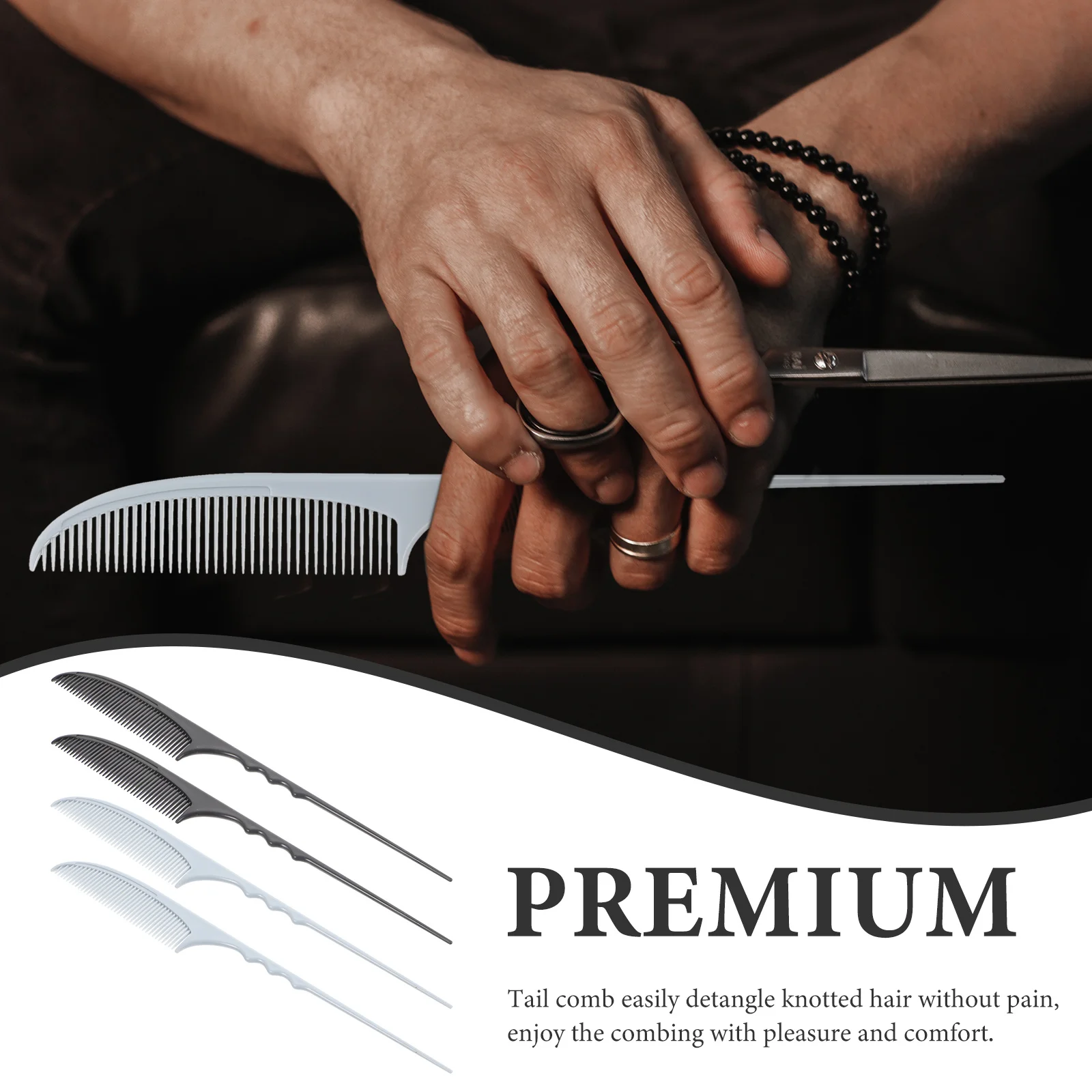 4 قطعة مجموعة أمشاط الذيل الاستاتيكيه دبوس الذيل أمشاط قص الشعر أمشاط المهنية أدوات تصفيف الشعر وفك تشابك الشعر المجعد السميك