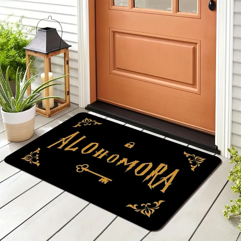 Alohomora Magic Key Welcome Mat Non-Slip Flannel Machine Washable, Versatile for Living Room, Bedroom, Bathroom Home Decor Rug